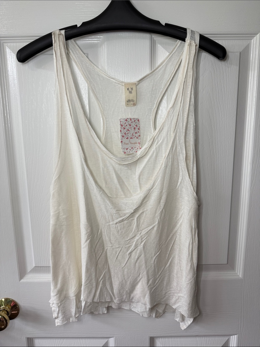 Free People Cream Double-Layered Scoop Tank